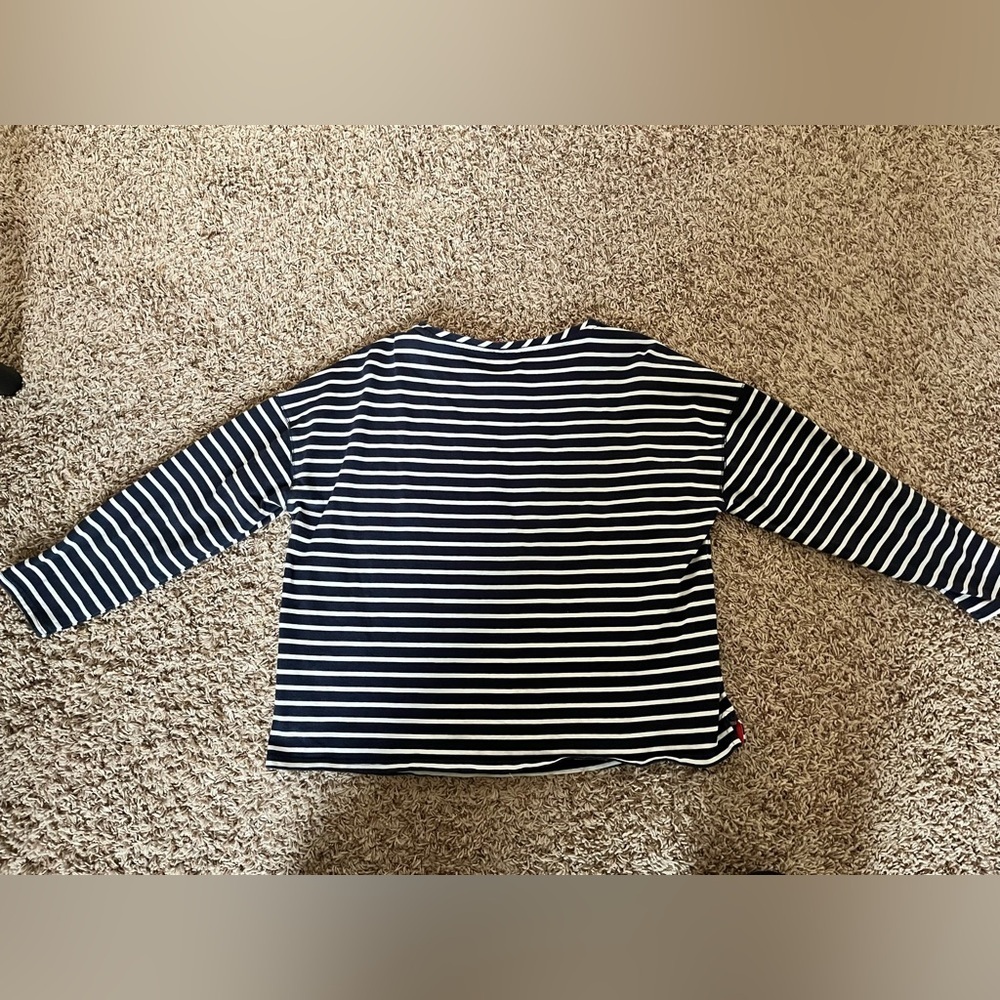 Joules Navy Cream Stripe Marina Dropped Shoulder Jersey Top - Picture 13 of 13